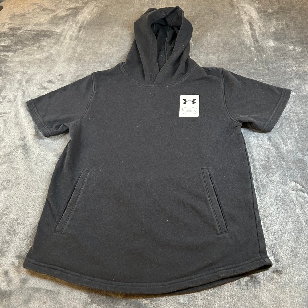 Under‎ Armour Short Sleeve Hoodie Sweatshirt Pullover Black Youth Large